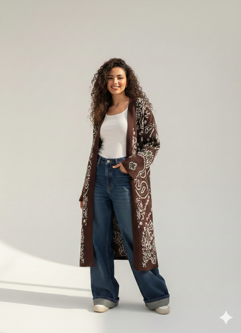 Patterned knit cardigan
