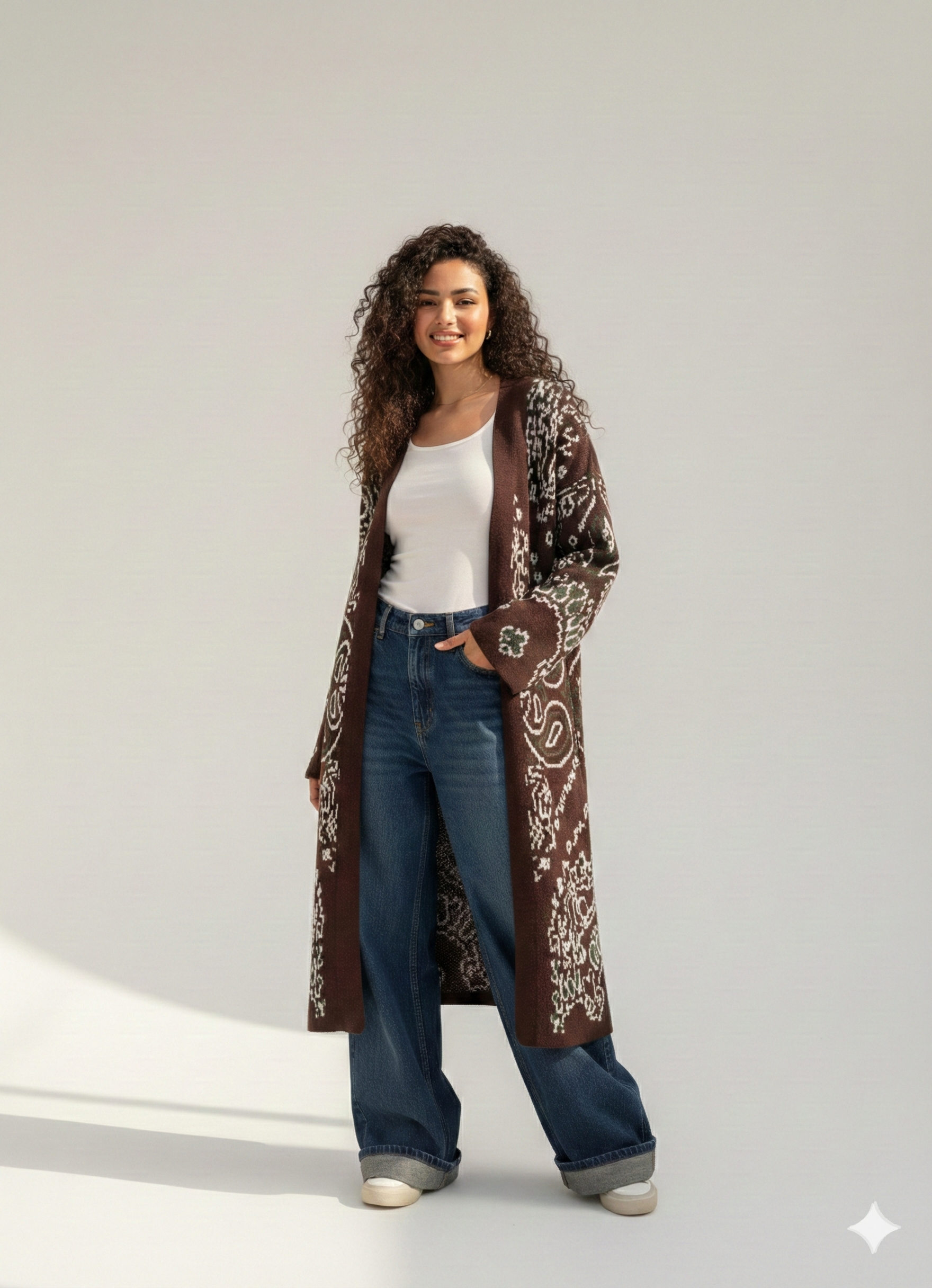 Patterned knit cardigan