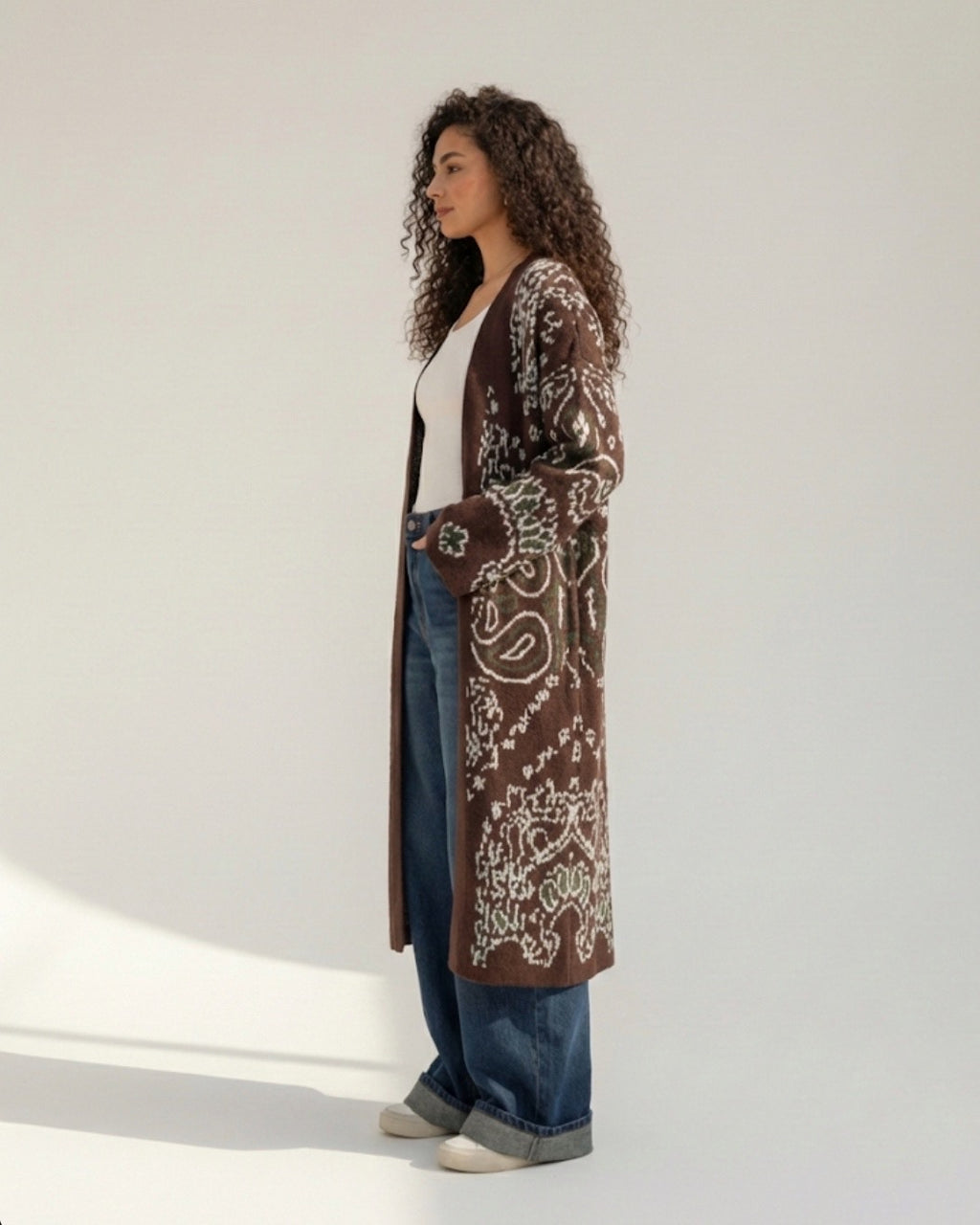 Patterned knit cardigan