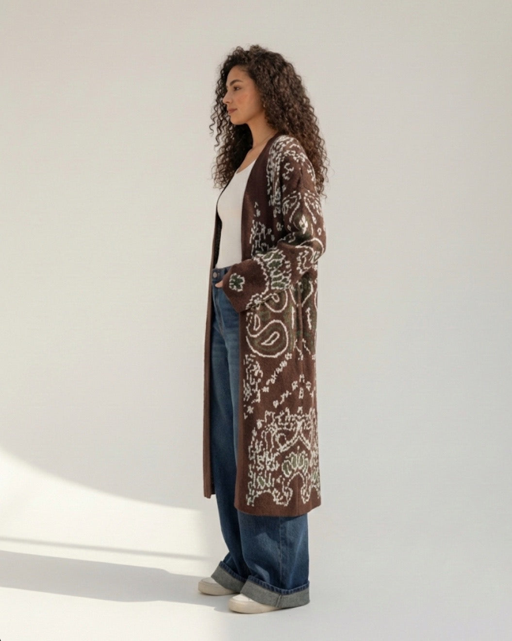 Patterned knit cardigan