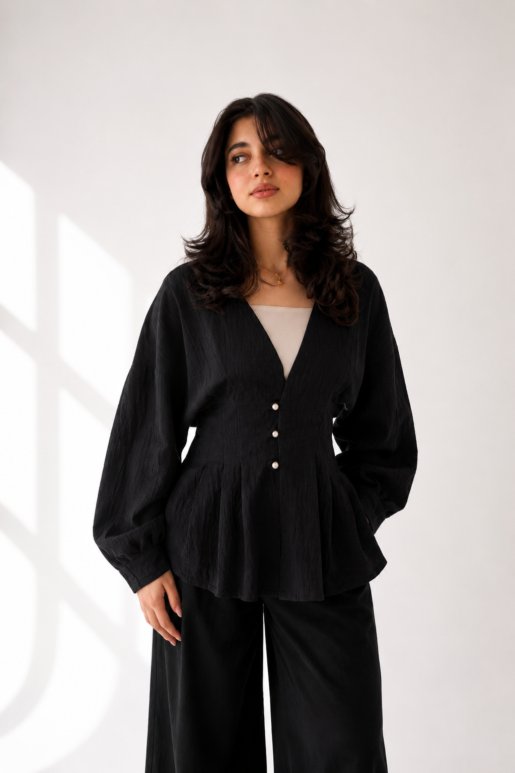 Pearl button blouse