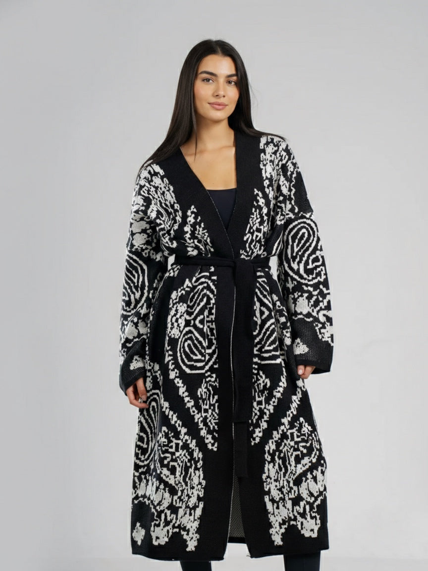 Noir patterned knit cardigan