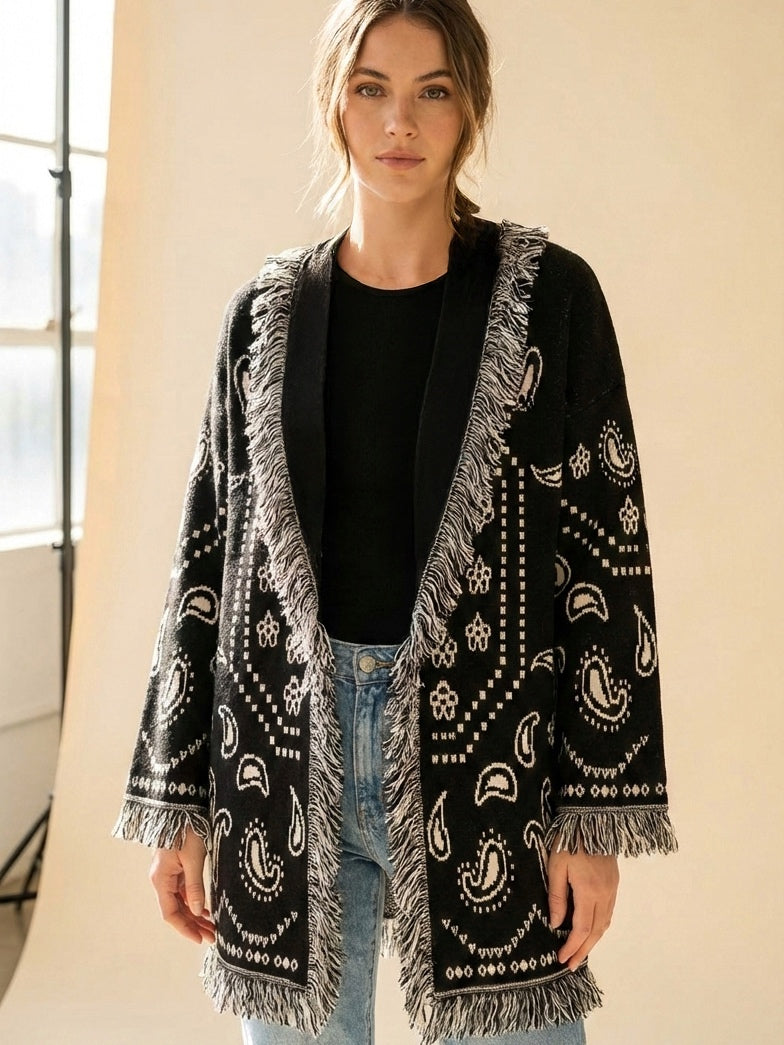 Fringes knit cardigan