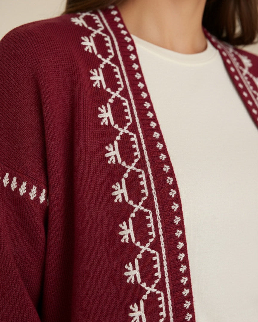 Stitched Knit Cardigan