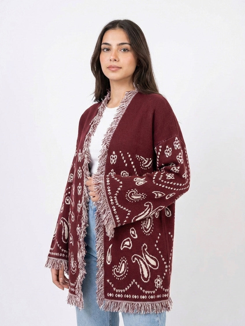 Fringes knit cardigan