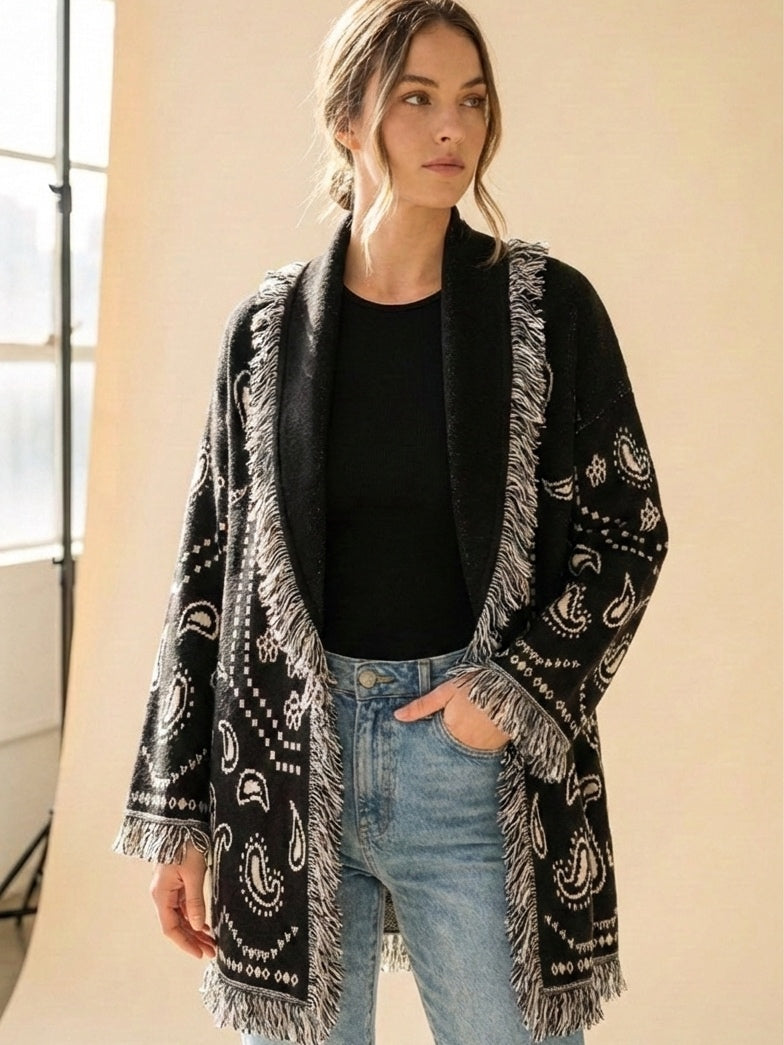 Fringes knit cardigan