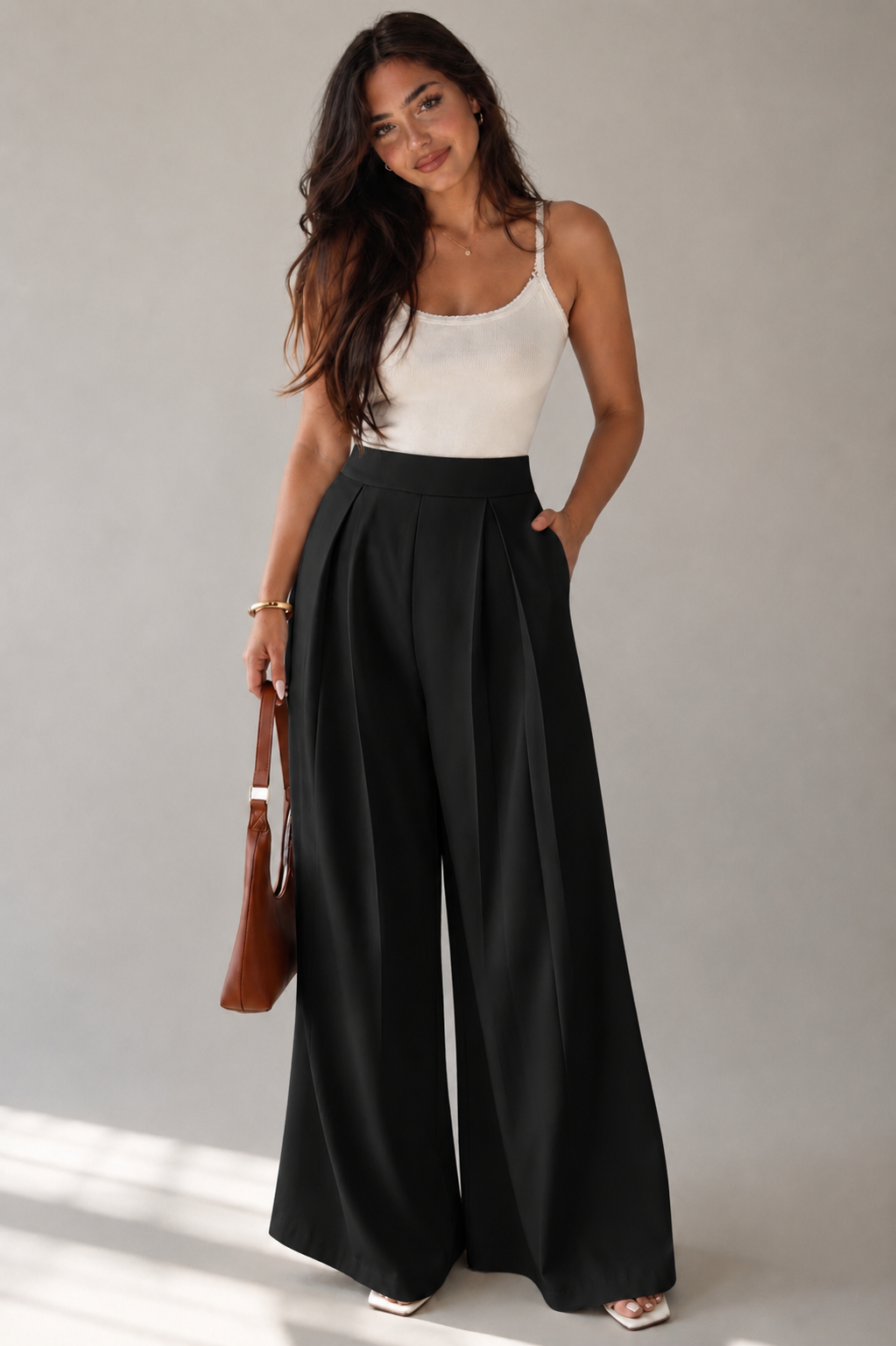 Pleated Wide Leg Pants