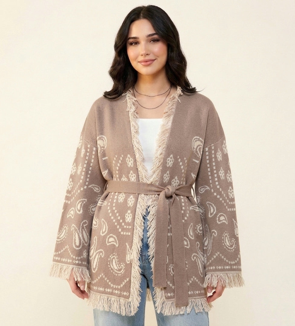 Fringes knit cardigan