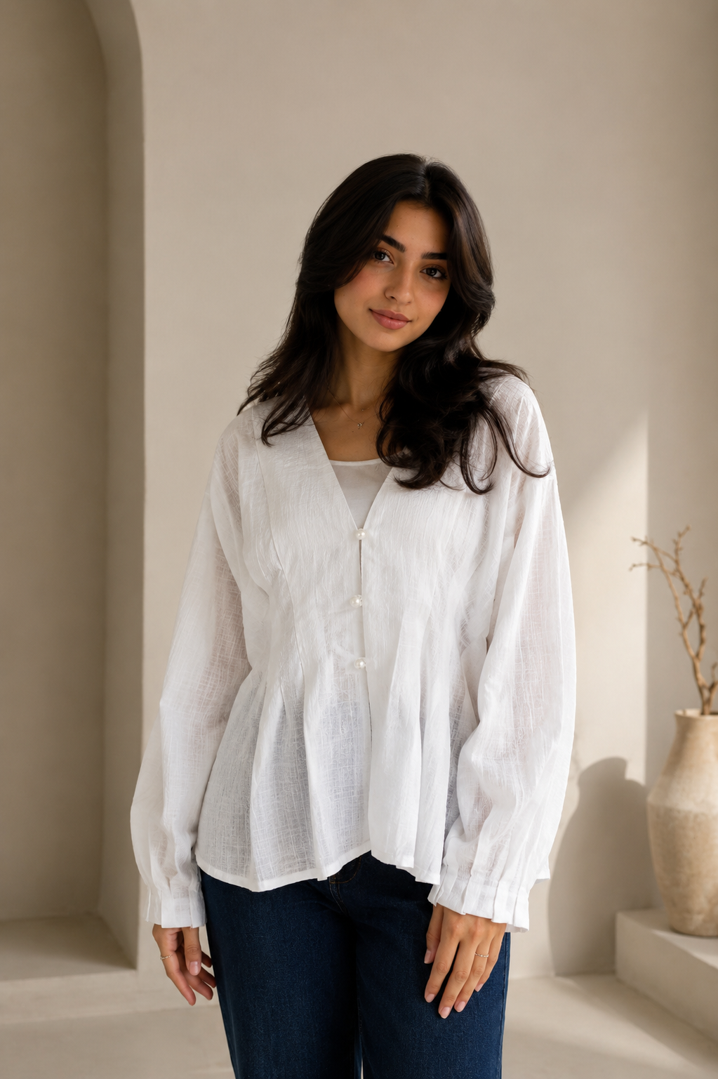 Pearl button blouse