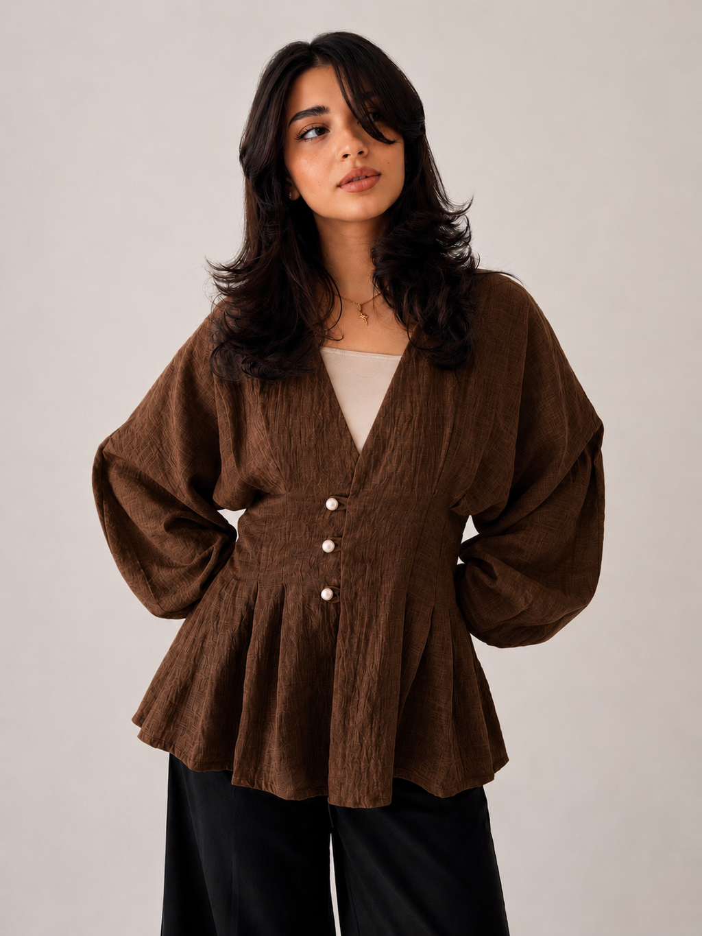 Pearl button blouse