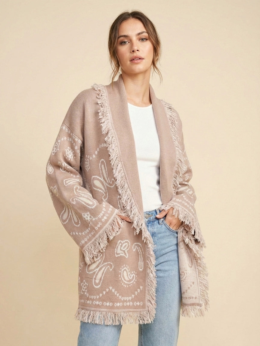 Fringes knit cardigan