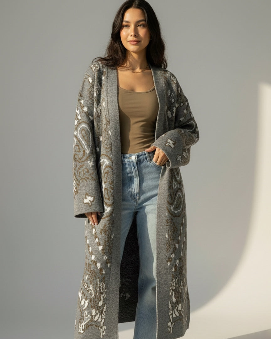 Gray patterned cardigan