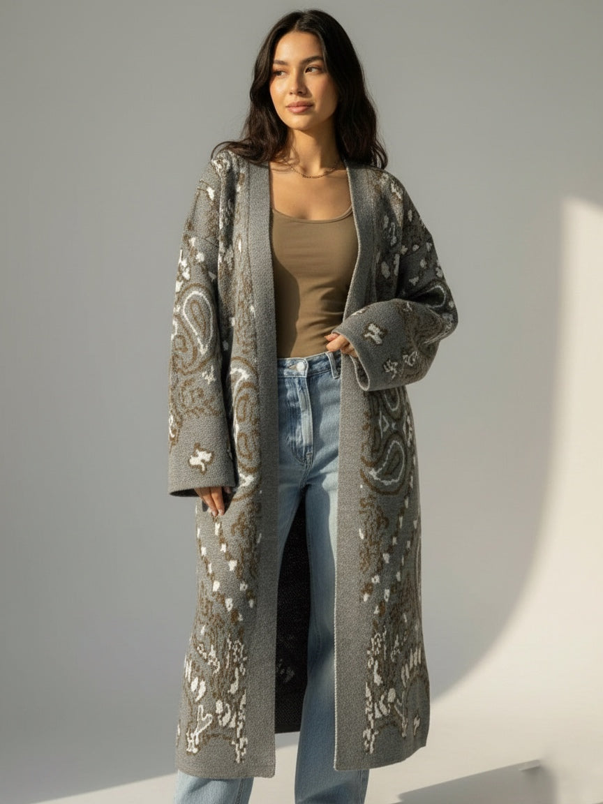 Gray patterned cardigan