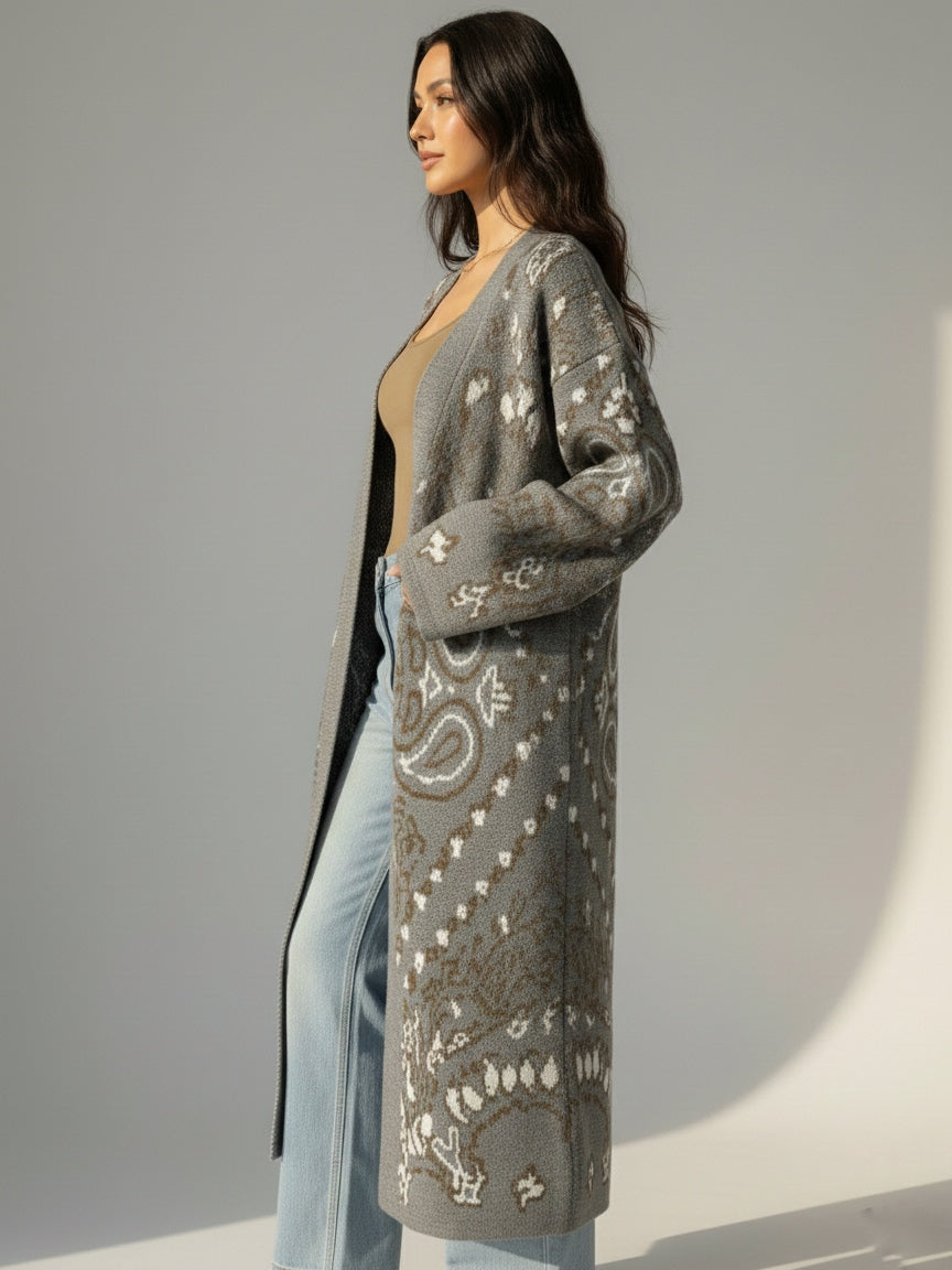 Gray patterned cardigan