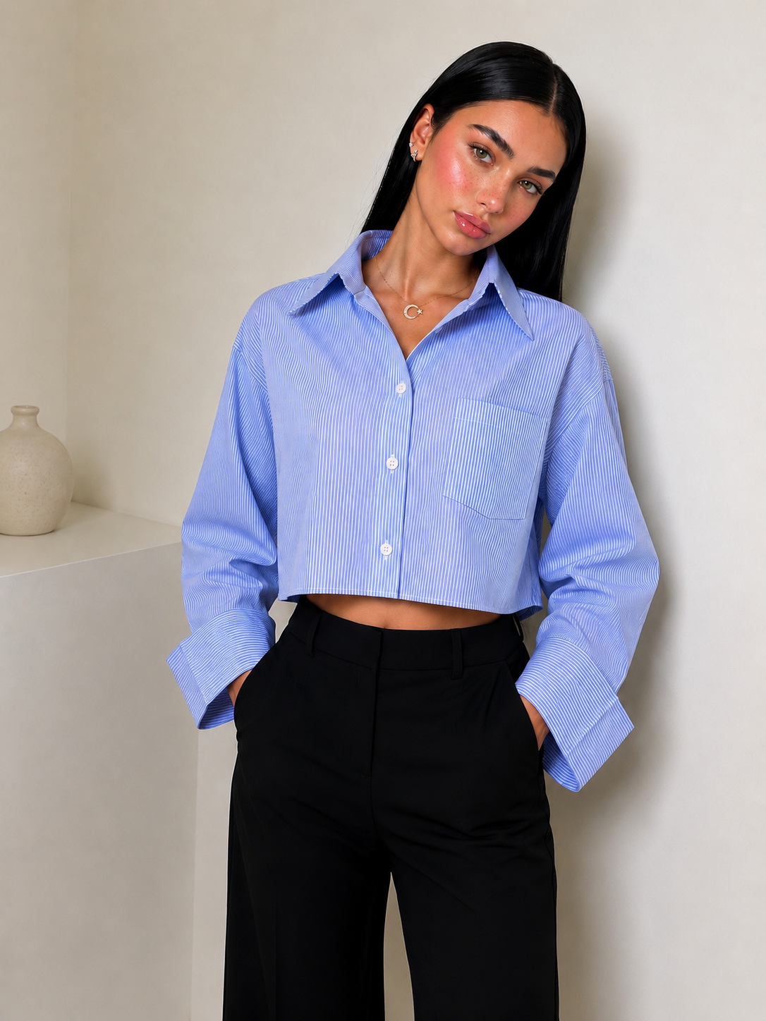 Cropped striped shirt