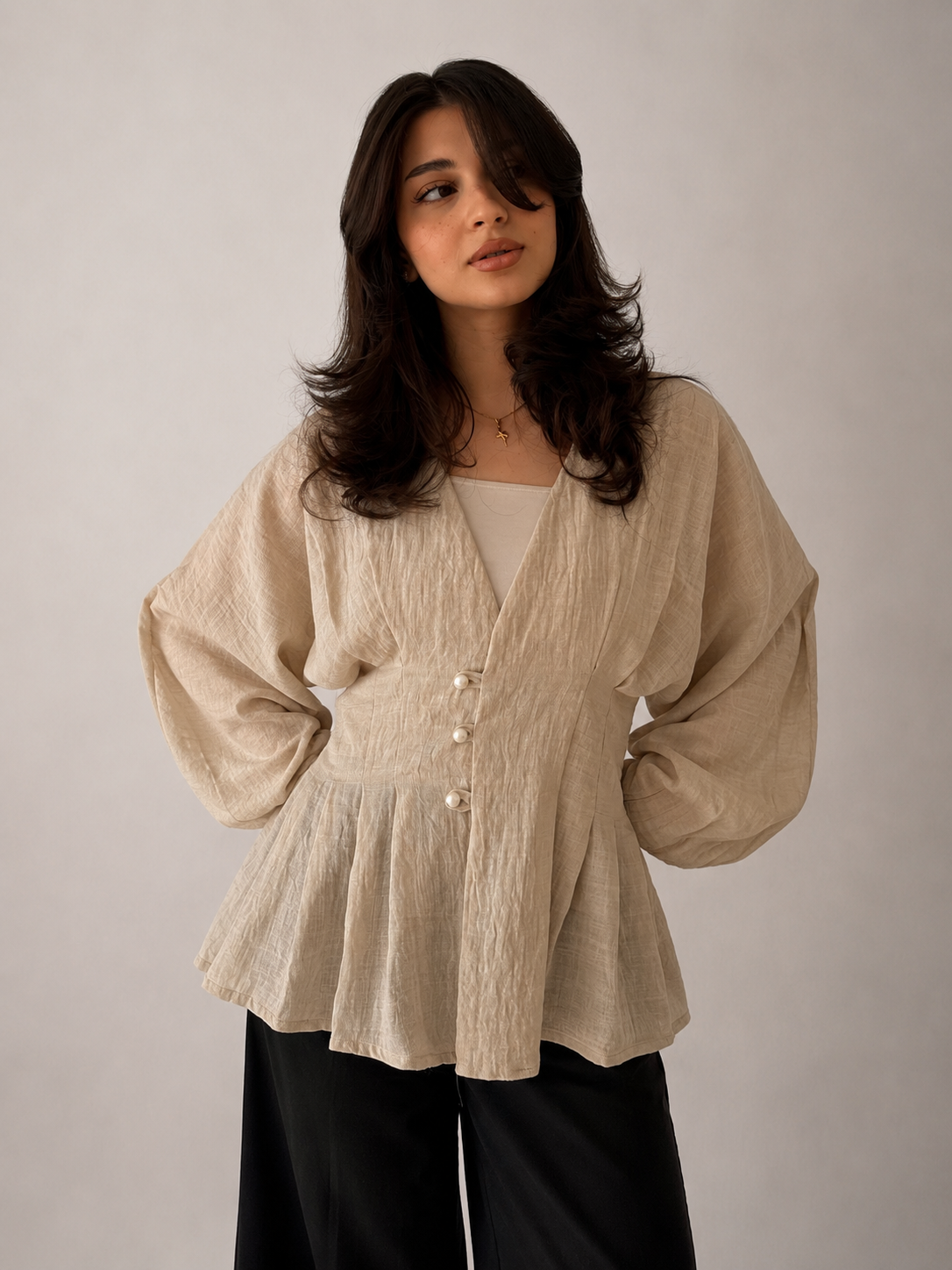 Pearl button blouse