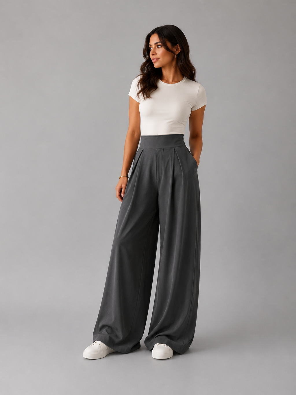 Pleated Wide Leg Pants