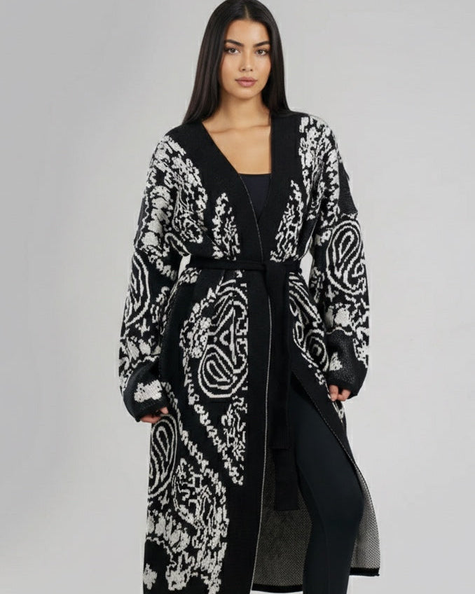 Noir patterned knit cardigan