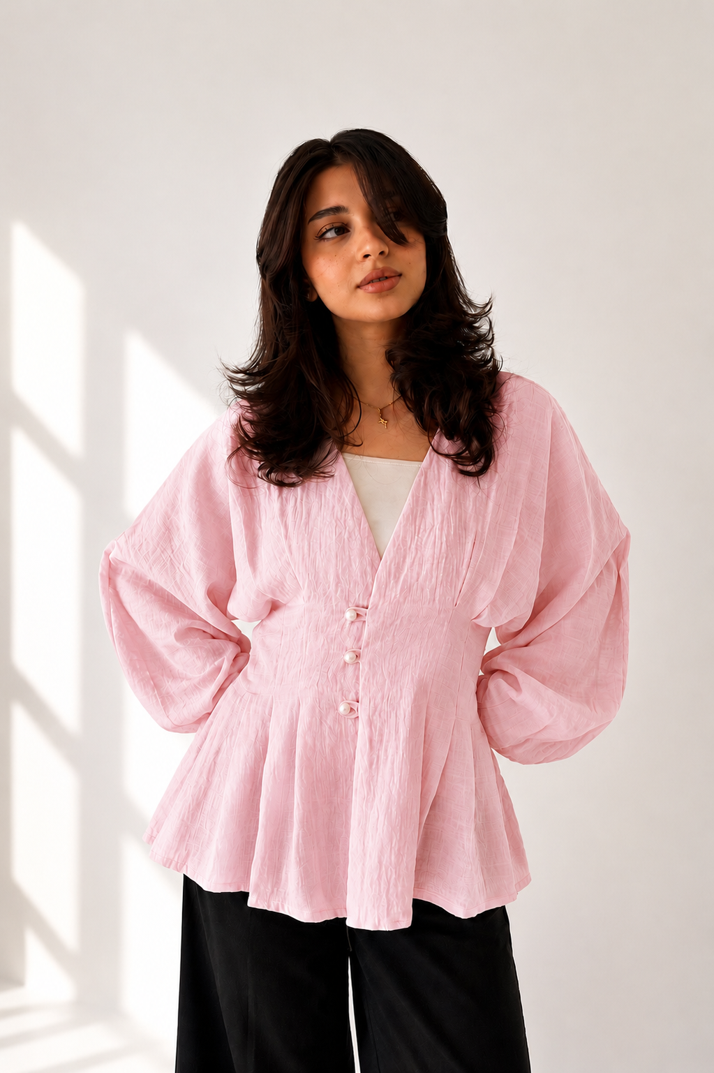 Pearl button blouse