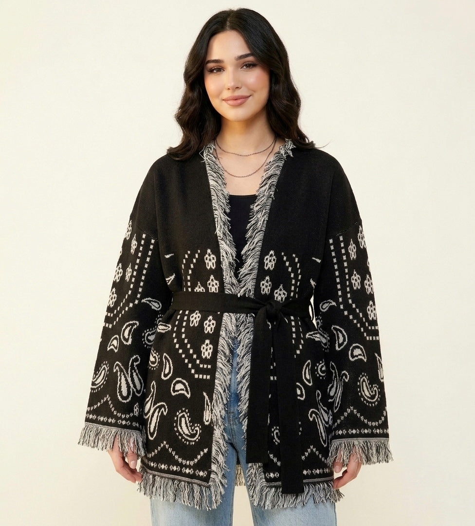 Fringes knit cardigan