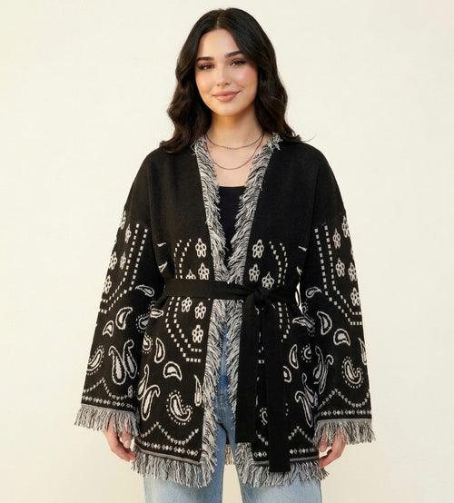 Fringes knit cardigan