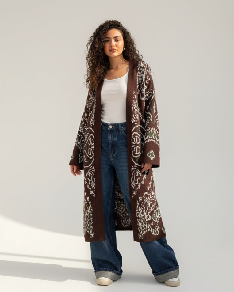 Patterned knit cardigan