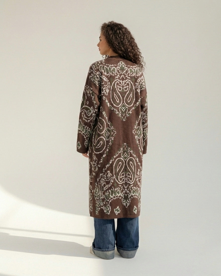 Patterned knit cardigan