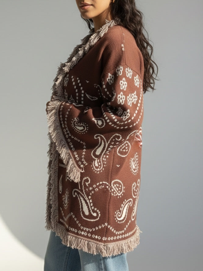 Fringes knit cardigan