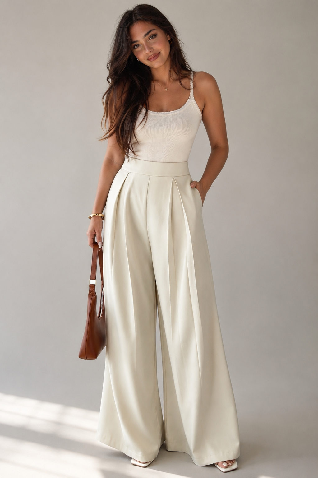 Pleated Wide Leg Pants