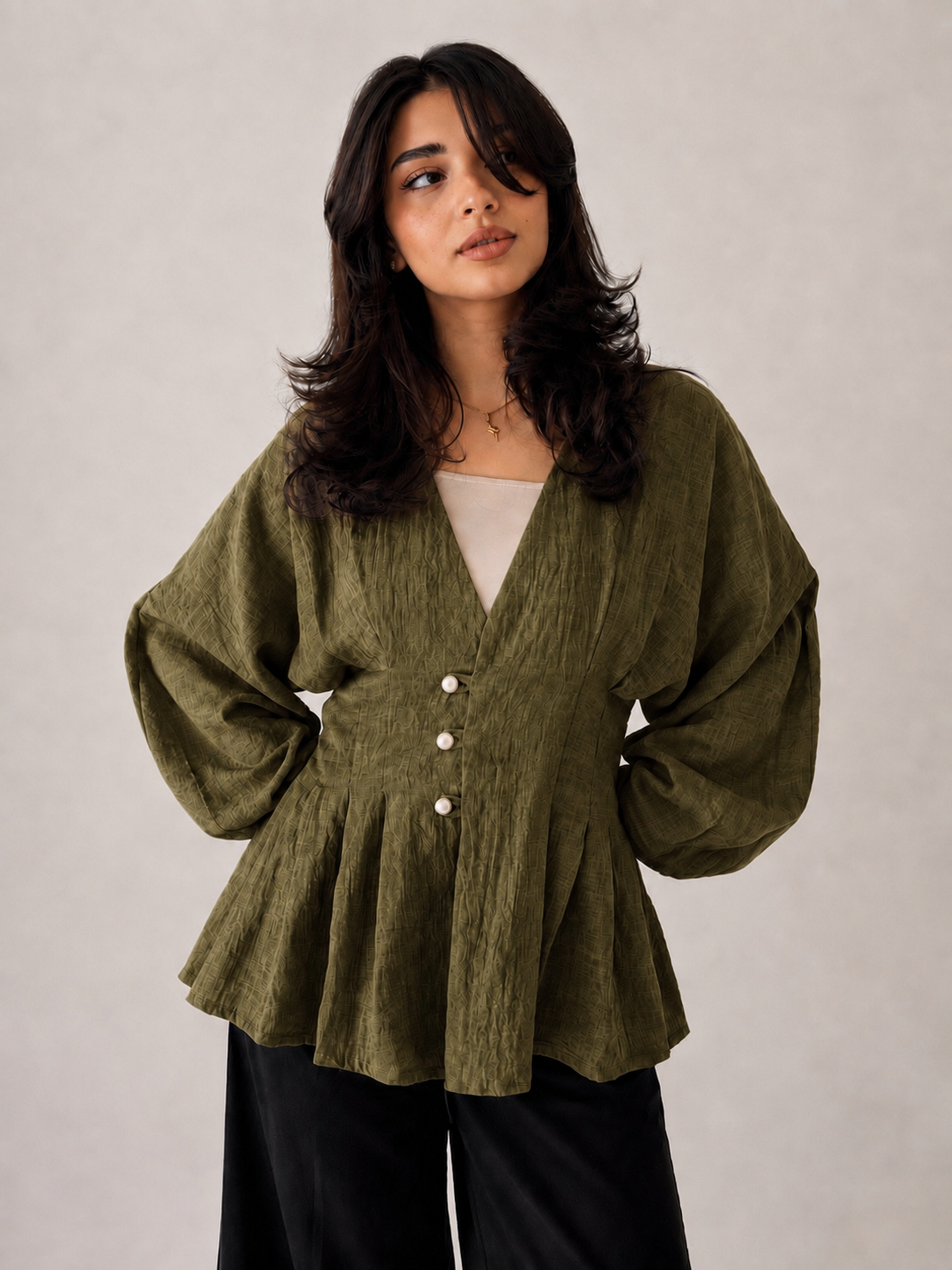 Pearl button blouse