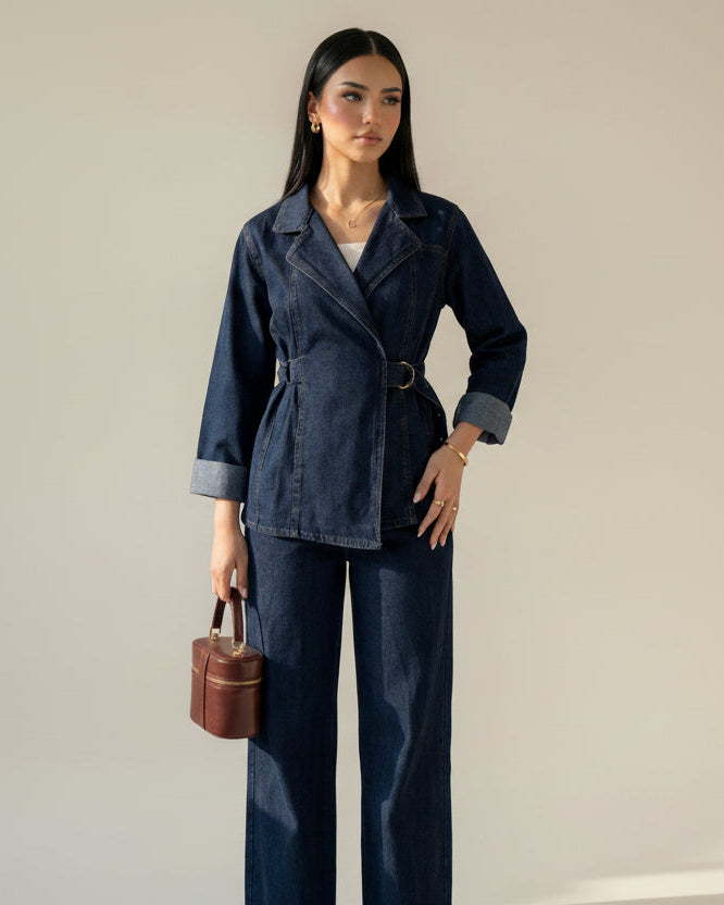 wrap denim set