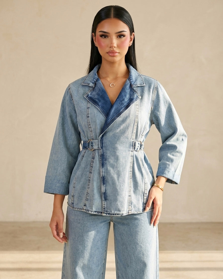 wrap denim set