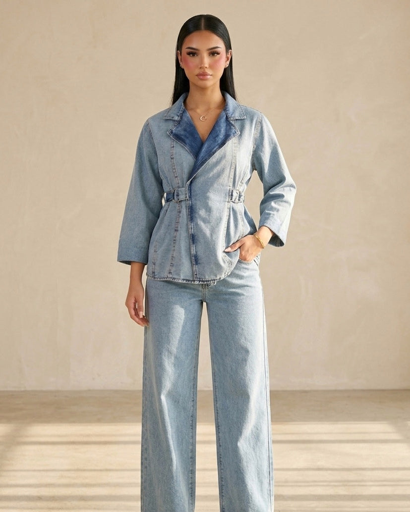 wrap denim set